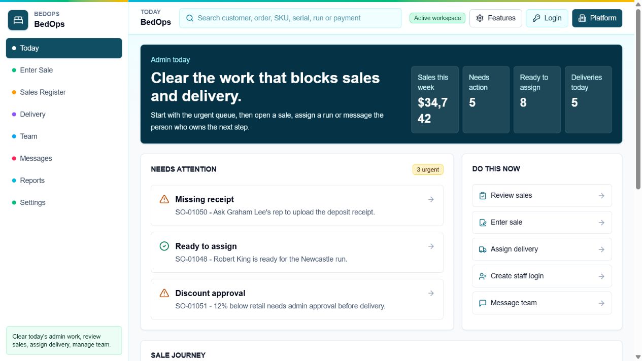 BedOps software demo screenshot