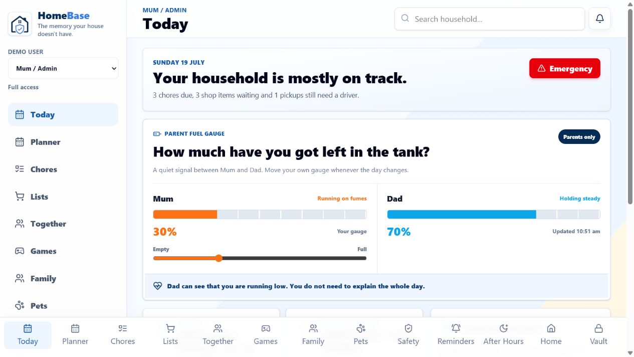 HomeBase software demo screenshot